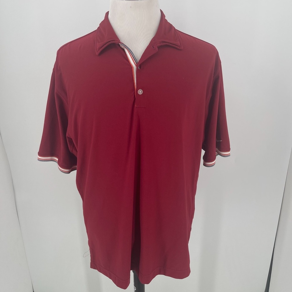 Nike Golf Polo Shirt MENS Fit Dry Red Burgundy Short Sleeve SIZE LARGE